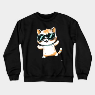 Cute ginger cat wearing sunglasses Crewneck Sweatshirt